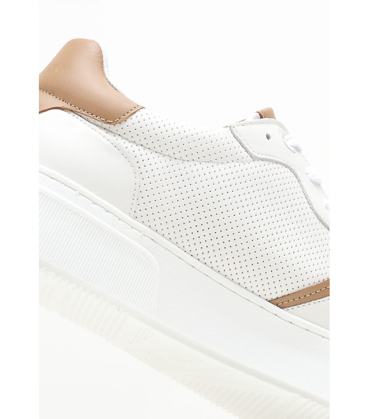 Ανδρικά Παπούτσια Casual ZA220.Stamp Άσπρο Δέρμα Boss shoes