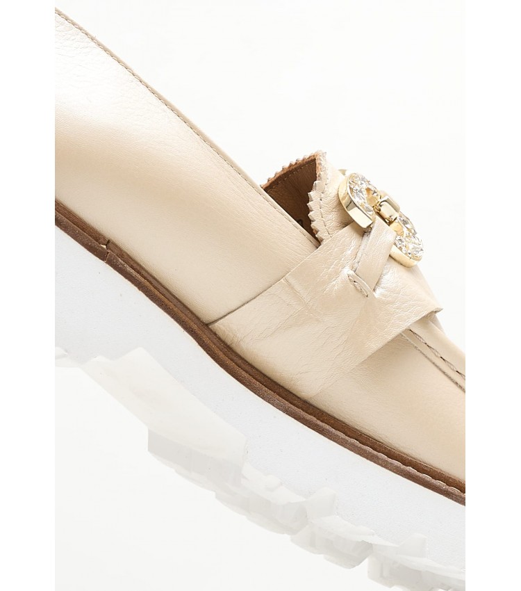 Women Moccasins ZW7439 Beige Leather Boss shoes