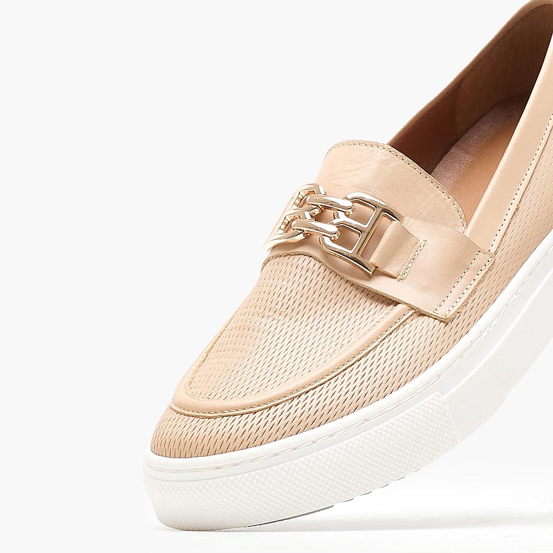Γυναικεία Μοκασίνια ZWCH256 Μπεζ Δέρμα Boss shoes