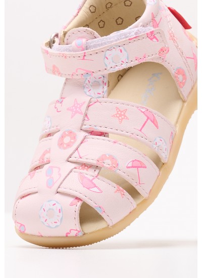 Kids Flip Flops & Sandals Bigflo2.Print Pink Leather Kickers