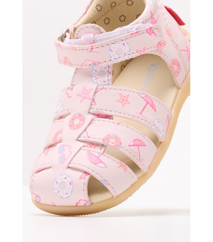 Kids Flip Flops & Sandals Bigflo2.Print Pink Leather Kickers