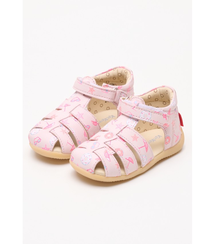 Kids Flip Flops & Sandals Bigflo2.Print Pink Leather Kickers