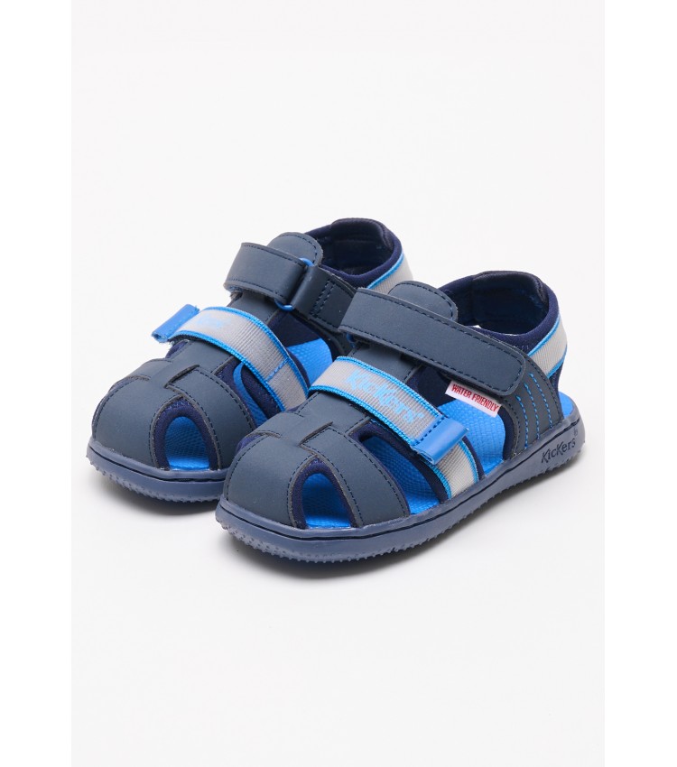 Kids Flip Flops & Sandals Kickbeachou Blue ECOleather Kickers