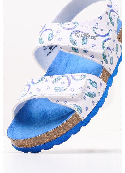 Kids Flip Flops & Sandals Summerkro.Print White ECOleather Kickers