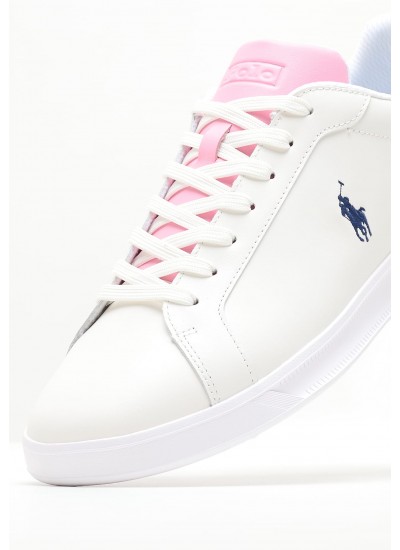 Men Casual Shoes Hrt.Pnk White Leather Ralph Lauren