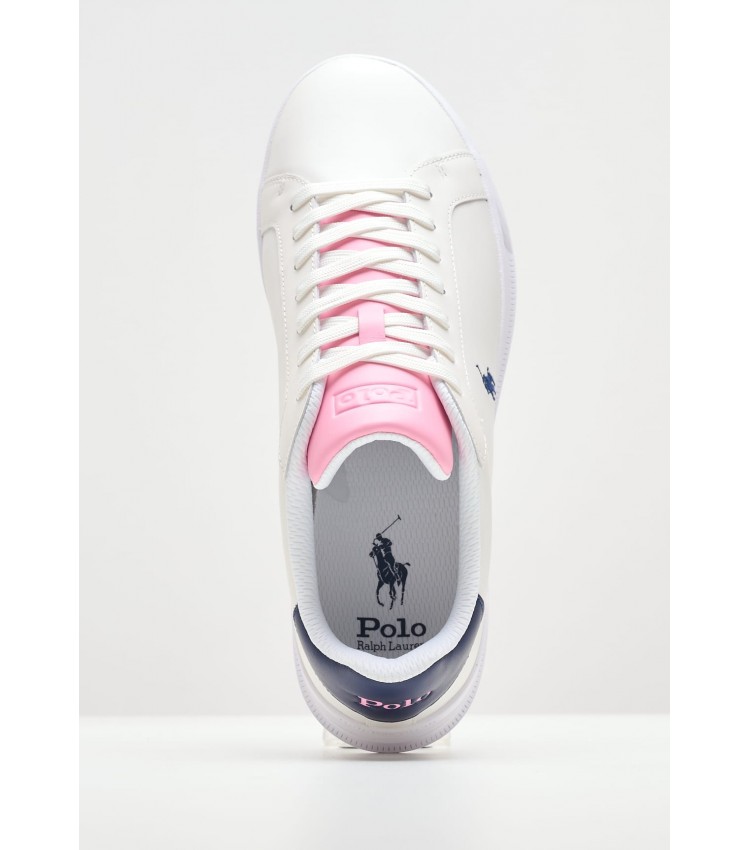 Men Casual Shoes Hrt.Pnk White Leather Ralph Lauren