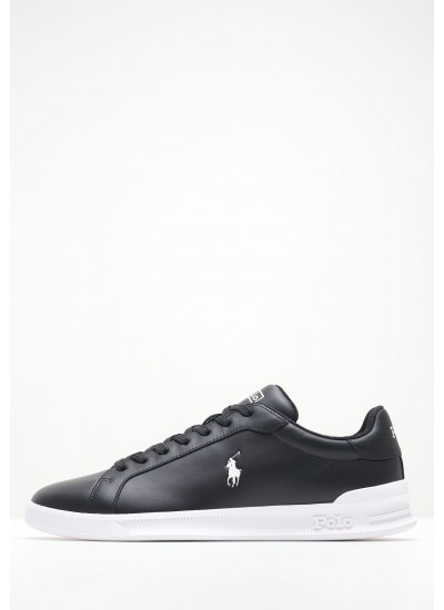 Men Casual Shoes Hrt.Toplace Black Leather Ralph Lauren