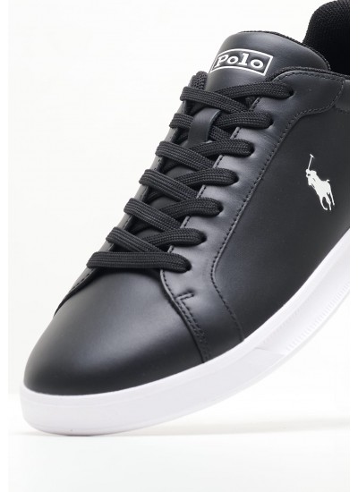 Men Casual Shoes Hrt.Toplace Black Leather Ralph Lauren