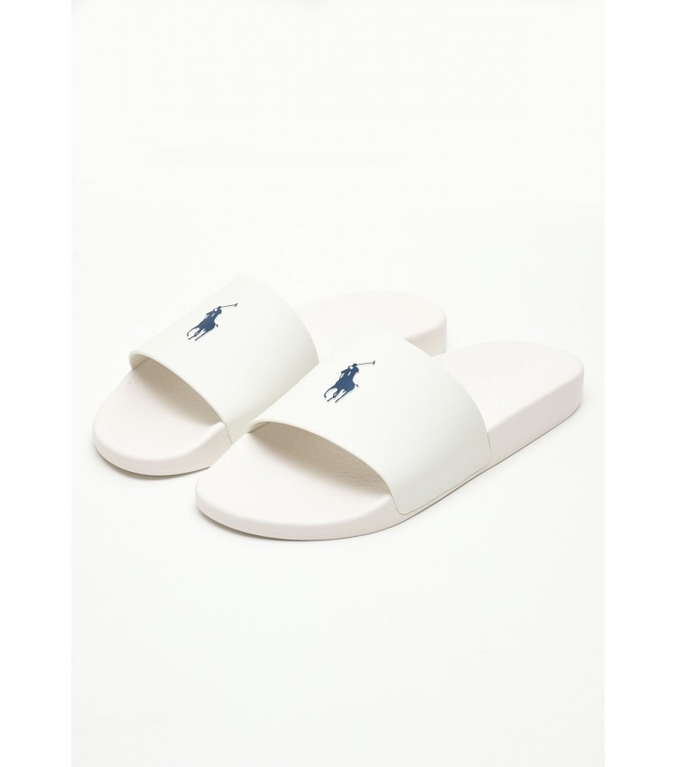 Men Flip Flops & Sandals P.Slide White Rubber Ralph Lauren