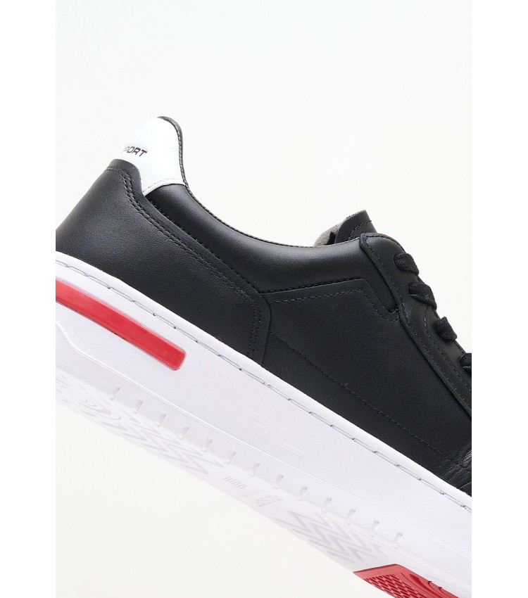 Men Casual Shoes Ps.Sneaker Black Leather Ralph Lauren