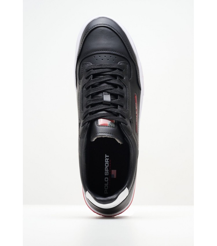 Ανδρικά Παπούτσια Casual Ps.Sneaker Μαύρο Δέρμα Ralph Lauren