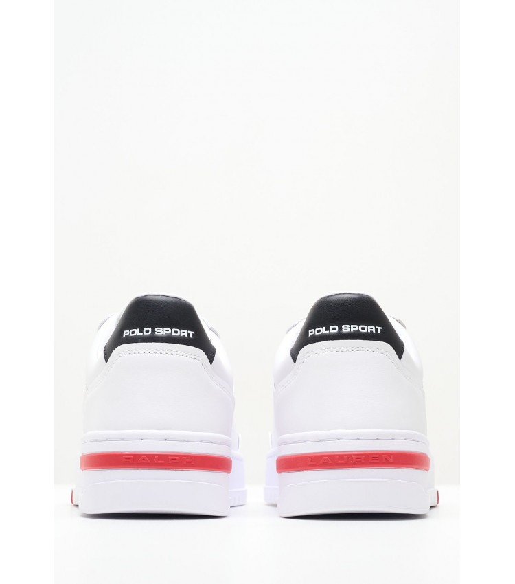 Ανδρικά Παπούτσια Casual Ps.Sneaker Άσπρο Δέρμα Ralph Lauren