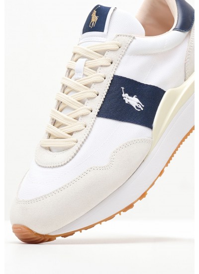 Men Casual Shoes Train89 White Fabric Ralph Lauren
