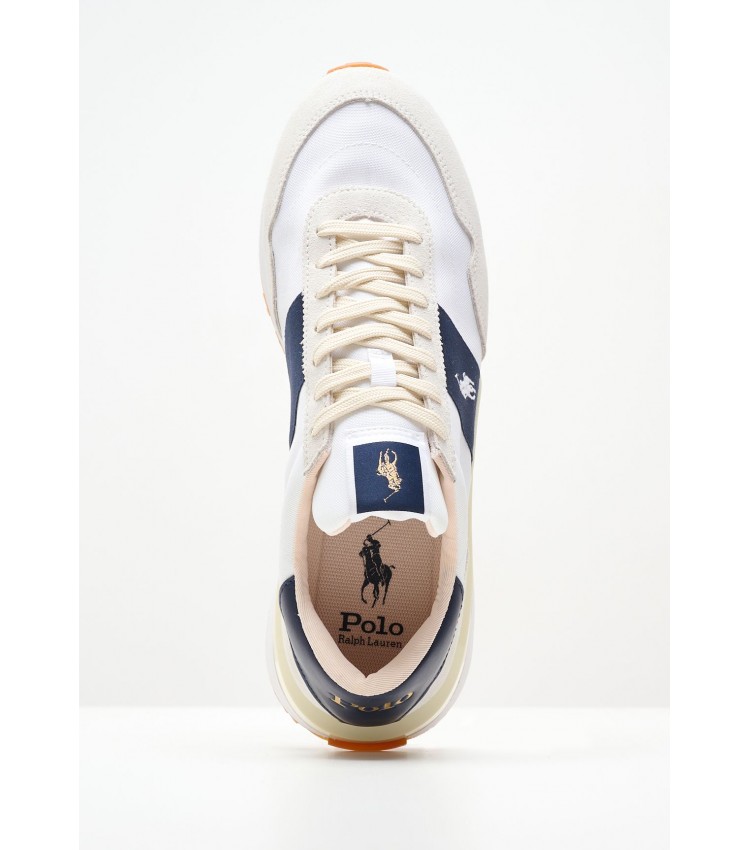 Men Casual Shoes Train89 White Fabric Ralph Lauren