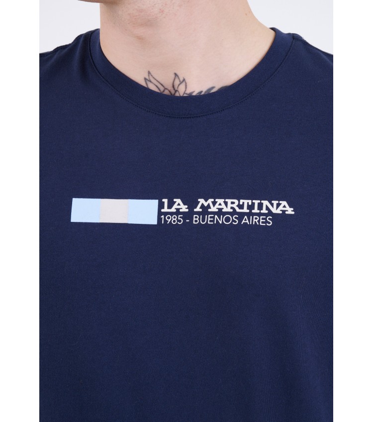 Men T-Shirts 1985.Flag DarkBlue Cotton La Martina