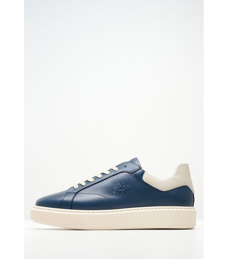 Men Casual Shoes 241001 Blue Leather La Martina