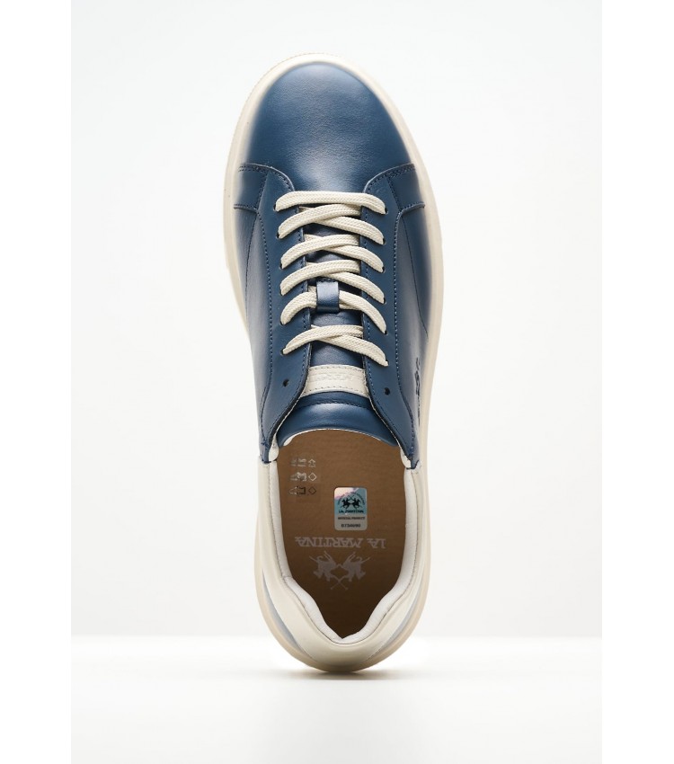 Men Casual Shoes 241001 Blue Leather La Martina