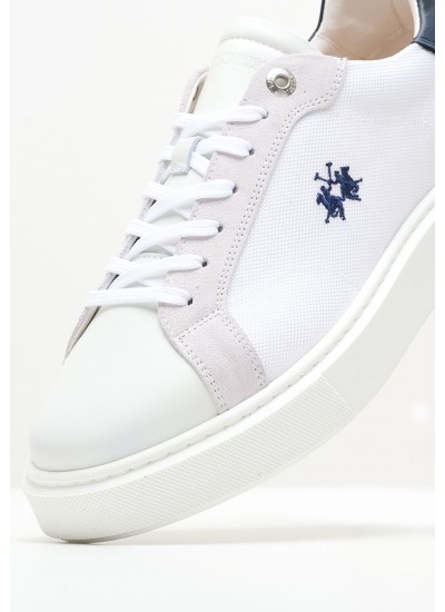 Men Casual Shoes 241002 White Leather La Martina