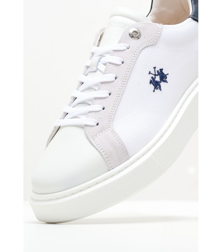 Men Casual Shoes 241002 White Leather La Martina