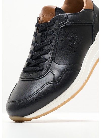 Men Casual Shoes 241060 Black Leather La Martina