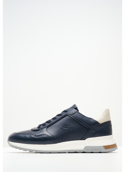 Men Casual Shoes 241060 Blue Leather La Martina