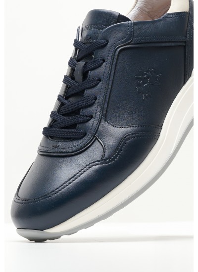 Men Casual Shoes 241060 Blue Leather La Martina