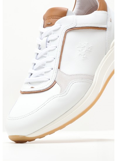 Men Casual Shoes 241060 White Leather La Martina