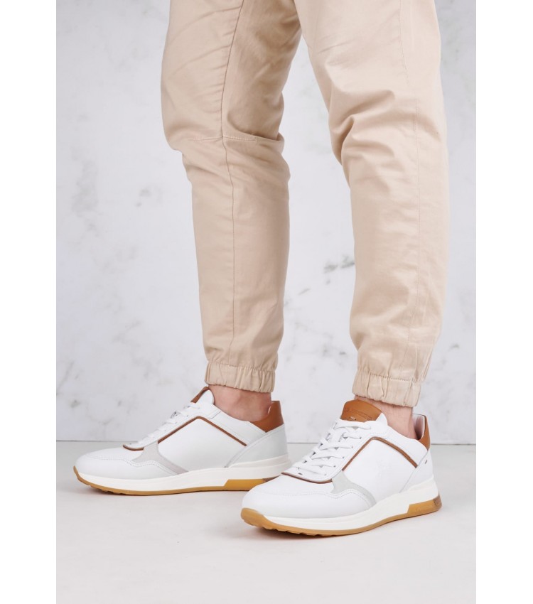 Men Casual Shoes 241060 White Leather La Martina