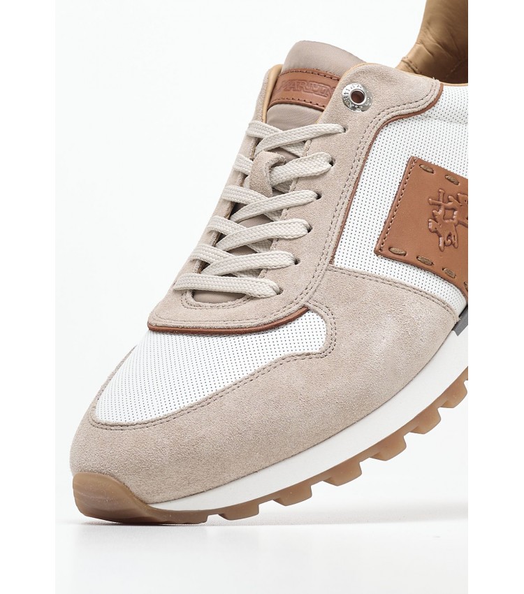 Men Casual Shoes 241071 Beige Leather La Martina