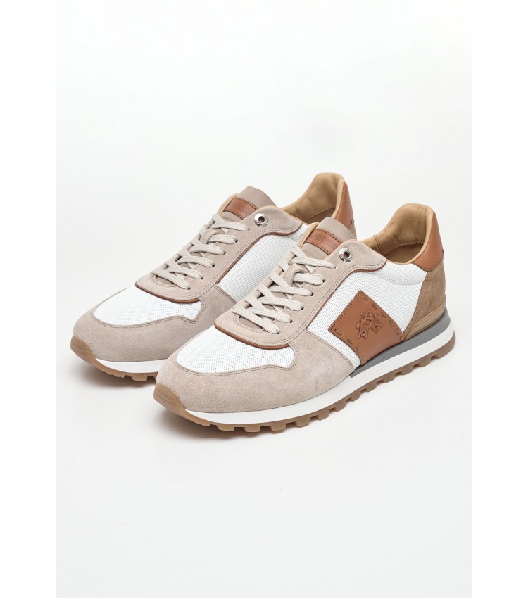 Men Casual Shoes 241071 Beige Leather La Martina