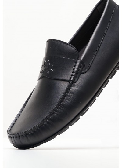 Men Moccasins 241090 Black Leather La Martina