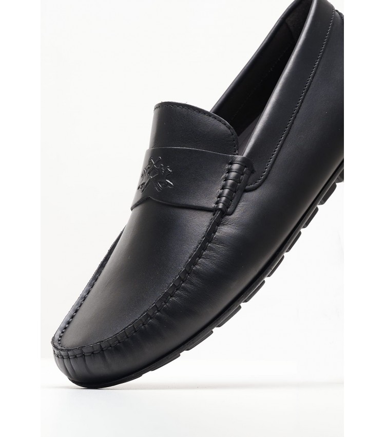 Men Moccasins 241090 Black Leather La Martina