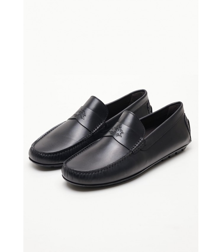 Men Moccasins 241090 Black Leather La Martina