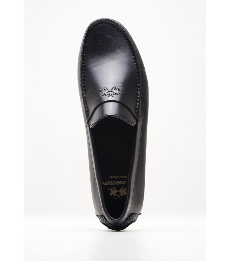 Men Moccasins 241090 Black Leather La Martina