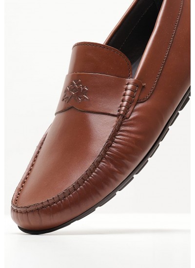 Men Moccasins 241090 Brown Leather La Martina