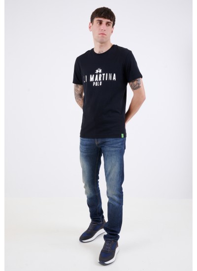 Men T-Shirts Glam.Jersey Black Cotton La Martina