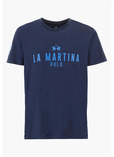 Men T-Shirts Glam.Jersey DarkBlue Cotton La Martina