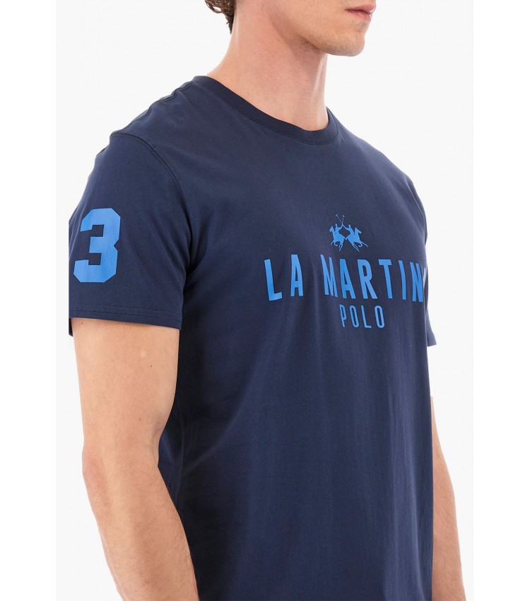 Men T-Shirts Glam.Jersey DarkBlue Cotton La Martina