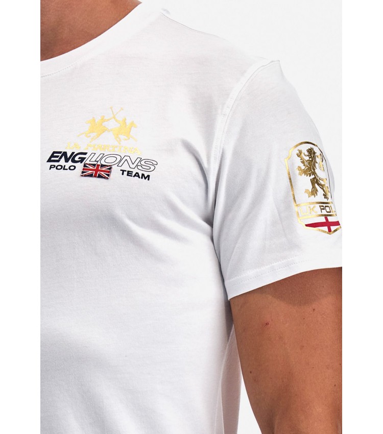 Men T-Shirts Golden.Jersey White Cotton La Martina