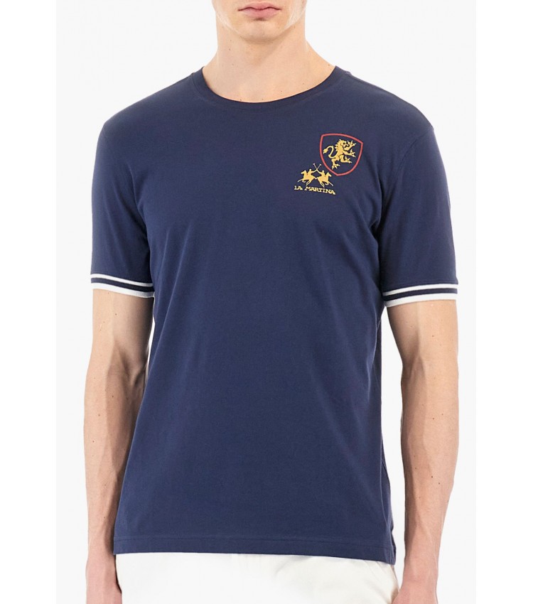 Men T-Shirts Lion.Mar DarkBlue Cotton La Martina