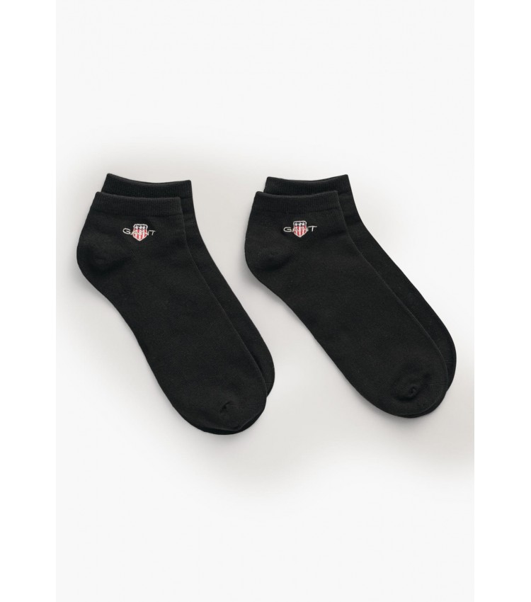 Men Socks Ankle.2pack Black Cotton GANT