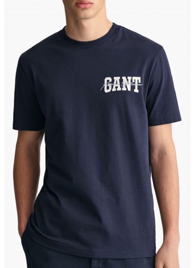Men T-Shirts Arch.Script DarkBlue Cotton GANT