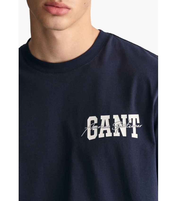 Men T-Shirts Arch.Script DarkBlue Cotton GANT