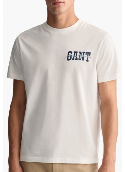 Men T-Shirts Arch.Script White Cotton GANT