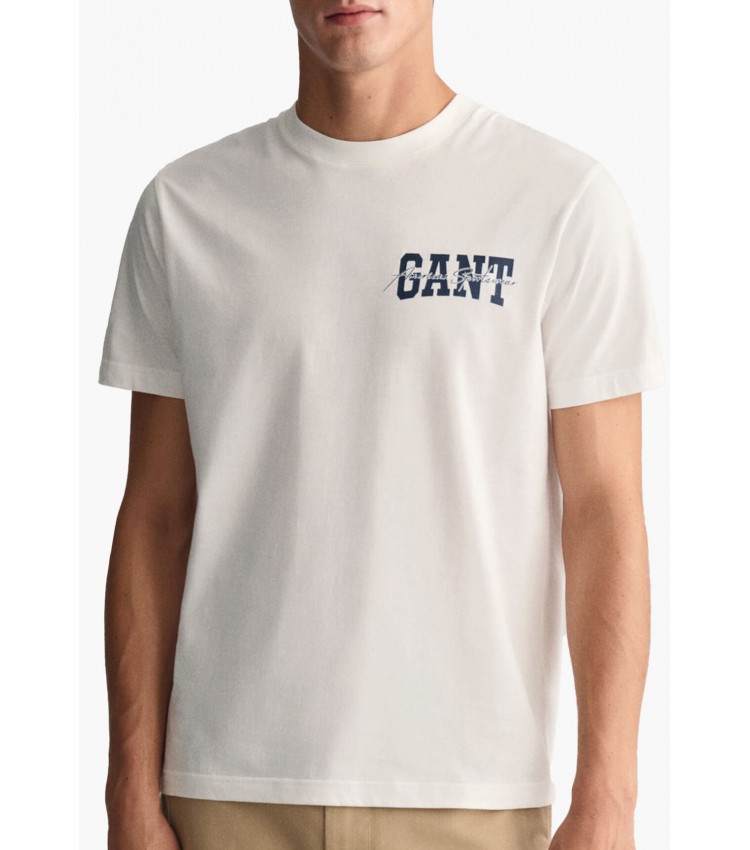 Men T-Shirts Arch.Script White Cotton GANT