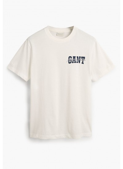 Men T-Shirts Arch.Script White Cotton GANT