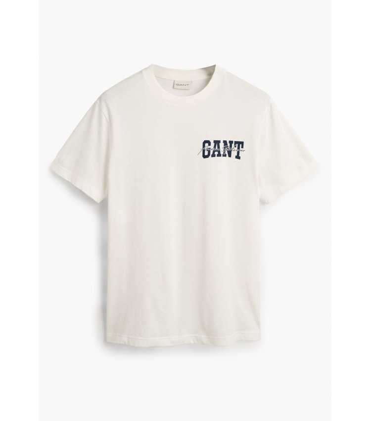 Men T-Shirts Arch.Script White Cotton GANT