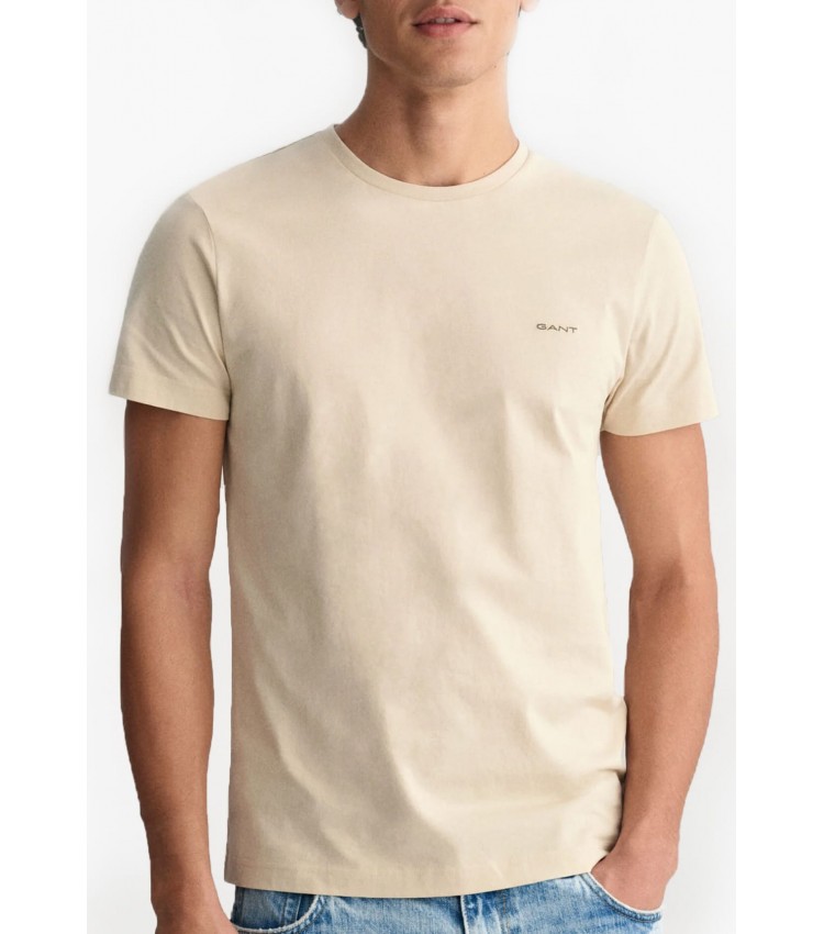 Men T-Shirts Con.Trast Beige Cotton GANT