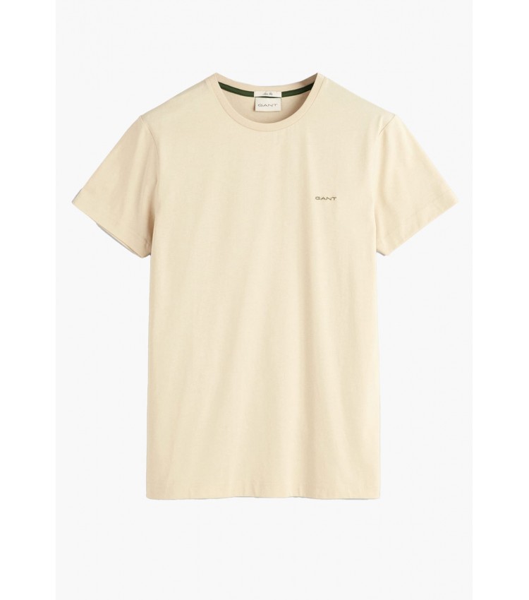 Men T-Shirts Con.Trast Beige Cotton GANT