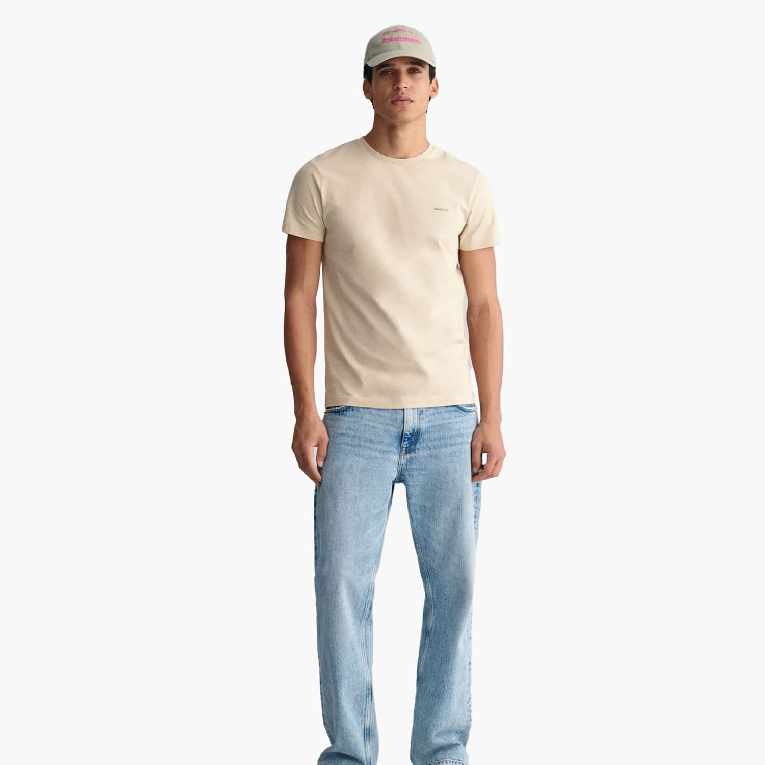 Men T-Shirts Con.Trast Beige Cotton GANT